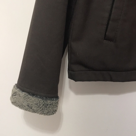 COLUMBIA brown faux fur hood lining zipper front jacket size Large - Picture 3 of 10